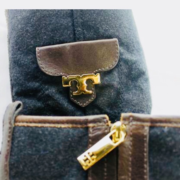 🌟HP🌟Tory Burch Brown Leather/Blk Wool Boots 5.5 - Picture 5 of 7